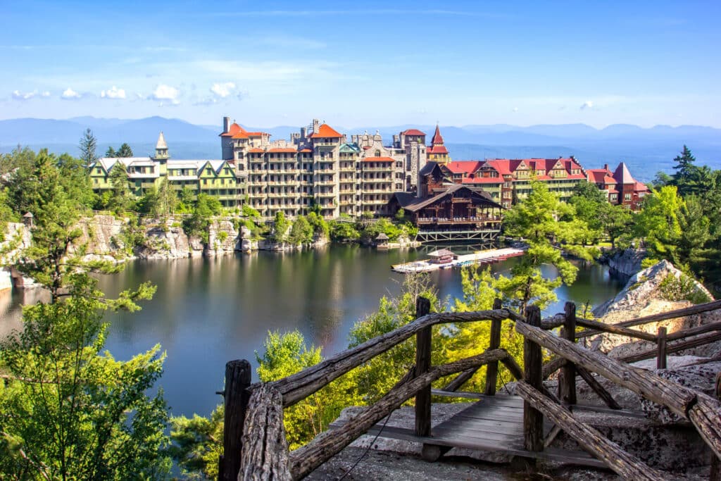 Scenic View of Mohonk Mountain House and Lake in the Hudson Valley